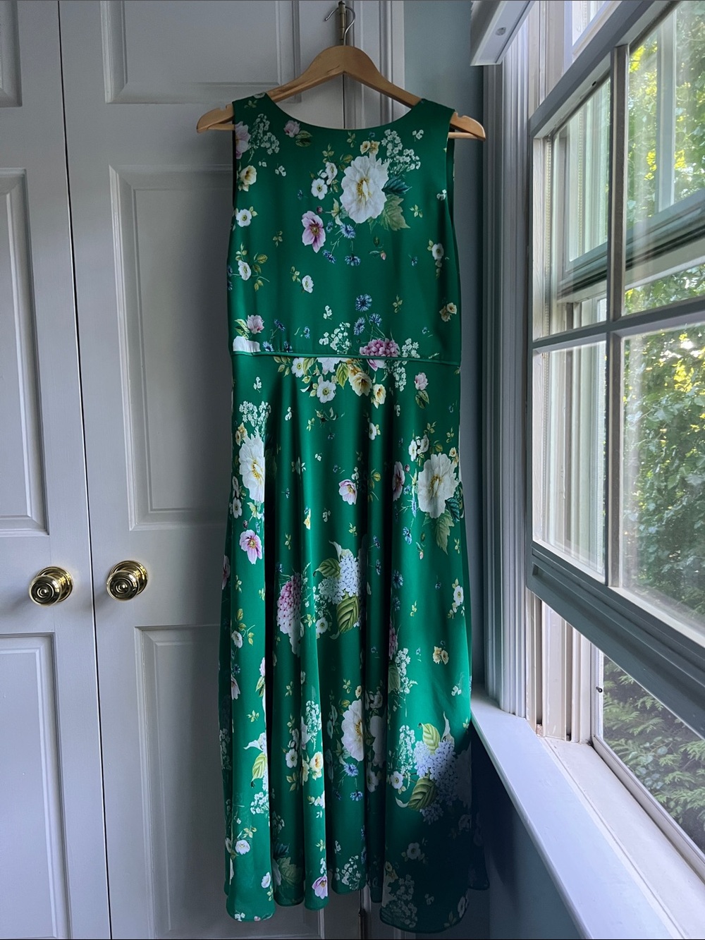 Hobbs Tea Length Green Floral Dress